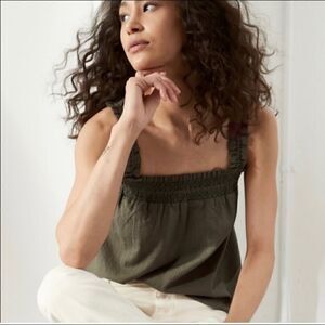 Banana Republic Embroidered Smocked Neck Tank